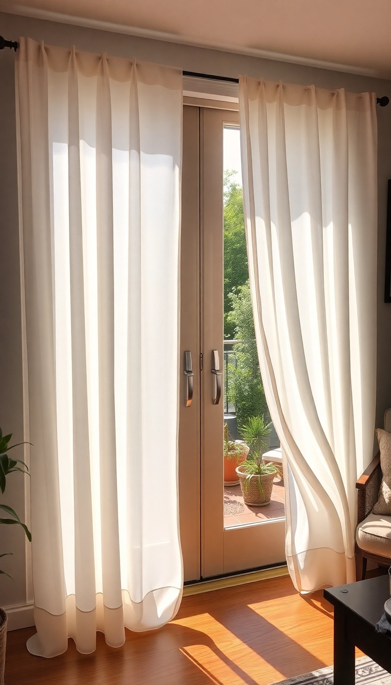 11 Affordable Patio Door Curtain Ideas That Look Luxurious (Wait Until You See #2!) - 1. Soft Sheer Panels