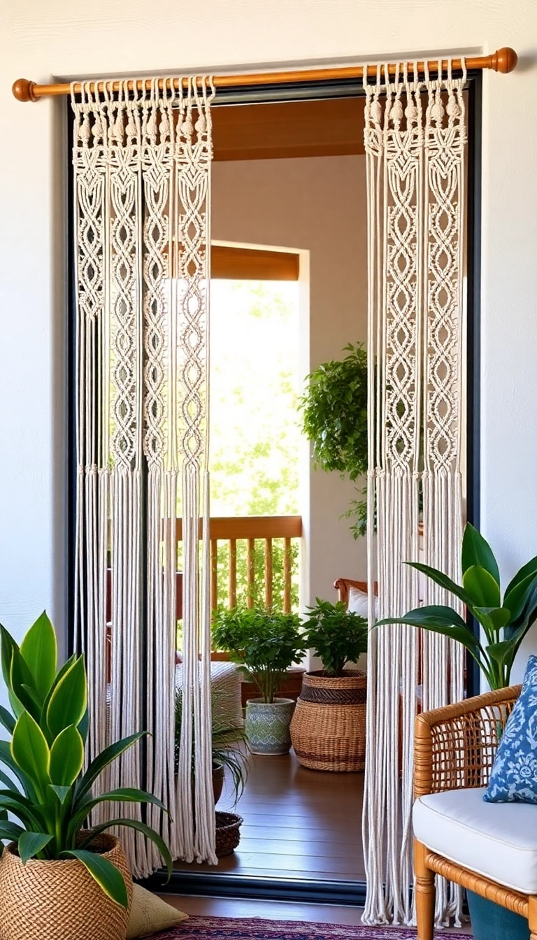 11 Affordable Patio Door Curtain Ideas That Look Luxurious (Wait Until You See #2!) - 10. Bohemian Macrame Curtains