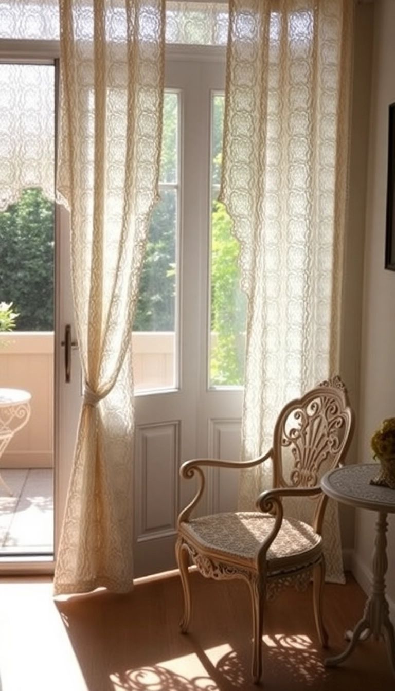 11 Affordable Patio Door Curtain Ideas That Look Luxurious (Wait Until You See #2!) - 5. Delicate Lace Curtains