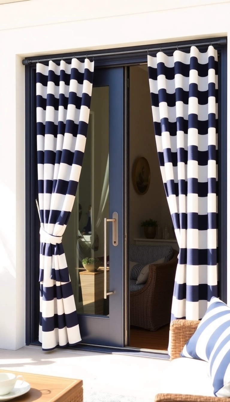 11 Affordable Patio Door Curtain Ideas That Look Luxurious (Wait Until You See #2!) - 9. Classic Stripe Curtains