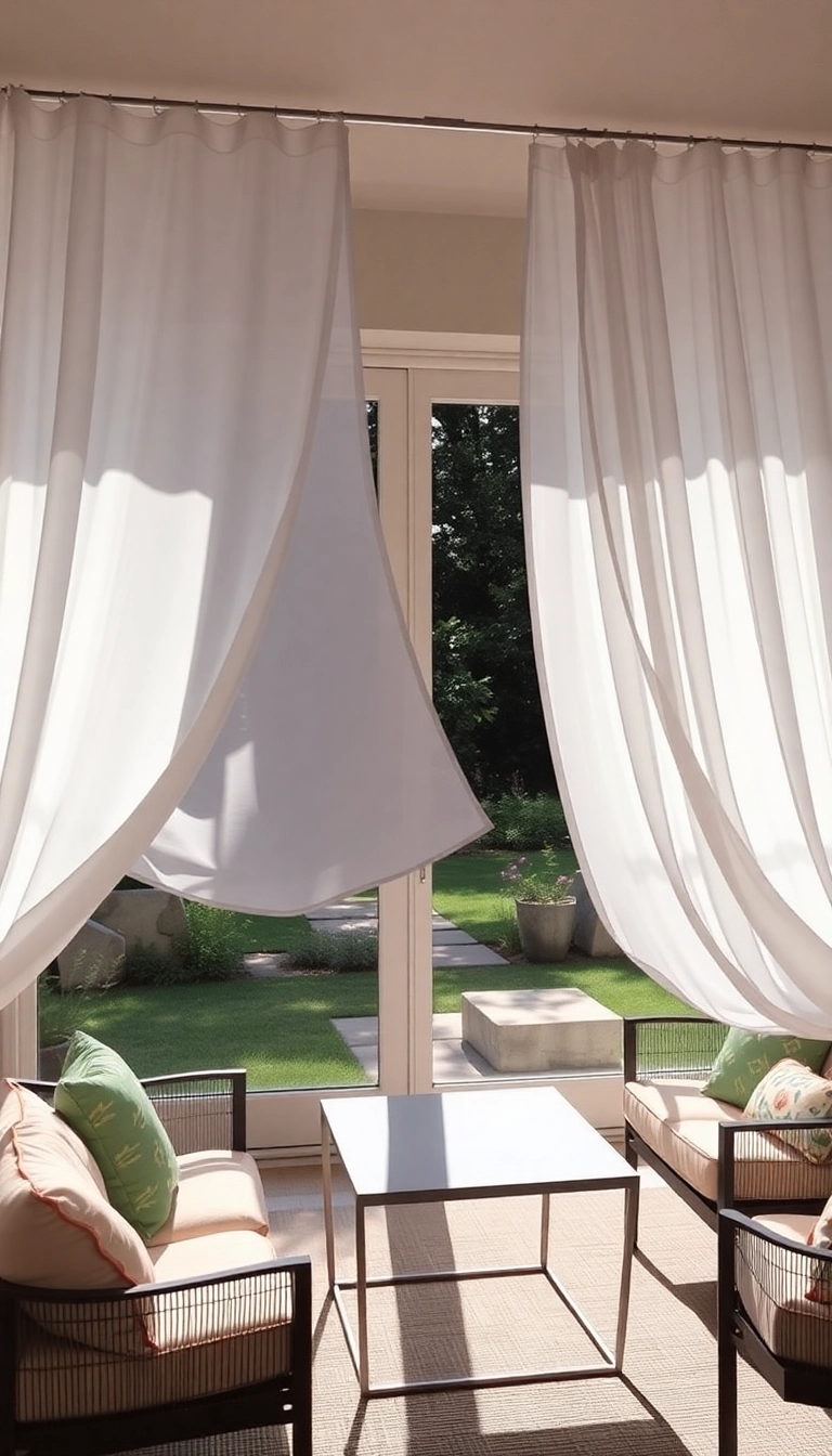 11 Modern Patio Door Curtain Ideas That Redefine Outdoor Living (You’ll Love #2!) - 1. Breezy Sheer Curtains