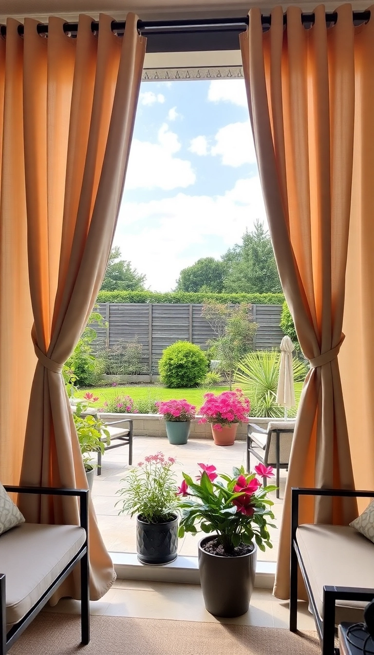 11 Modern Patio Door Curtain Ideas That Redefine Outdoor Living (You’ll Love #2!) - 10. Outdoor Curtains with Tiebacks