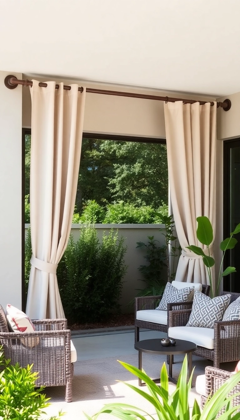 11 Modern Patio Door Curtain Ideas That Redefine Outdoor Living (You’ll Love #2!) - 11. Curtain Rods with Character