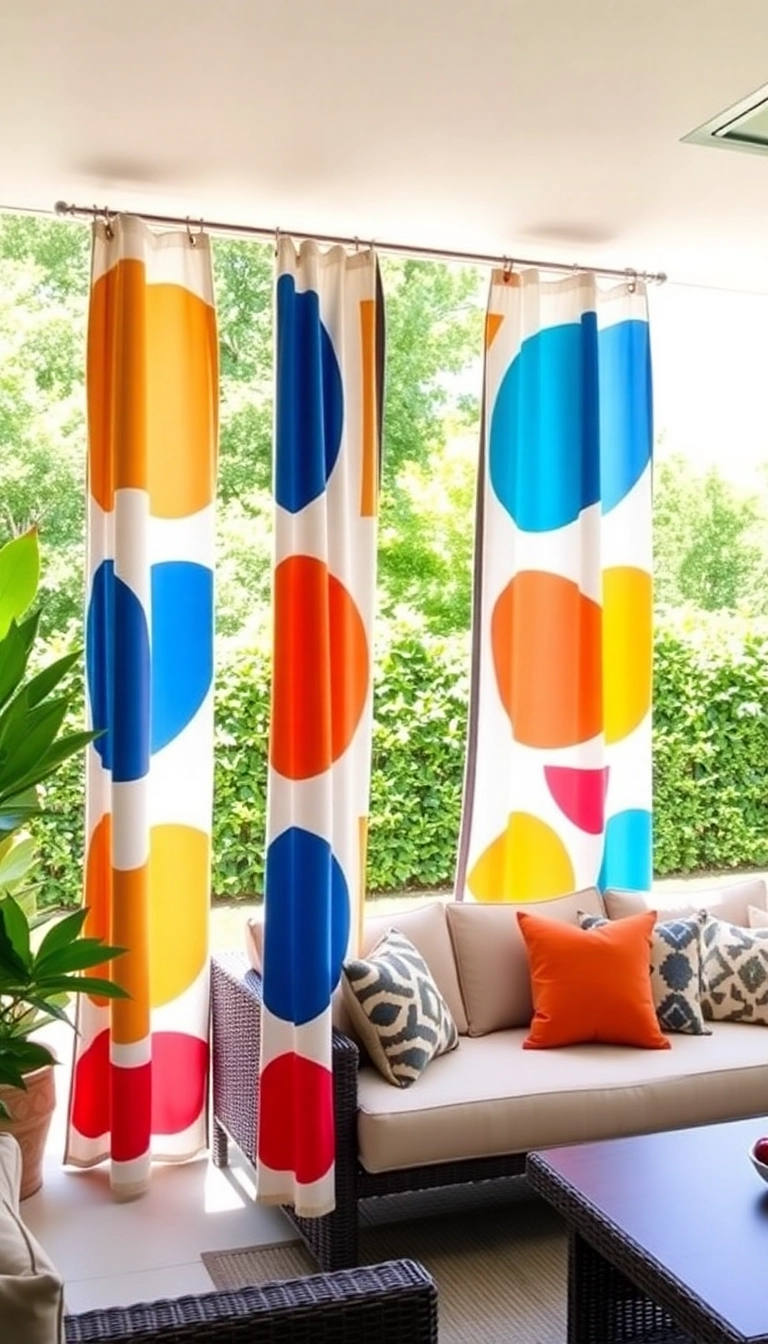 11 Modern Patio Door Curtain Ideas That Redefine Outdoor Living (You’ll Love #2!) - 2. Bold Geometric Patterns