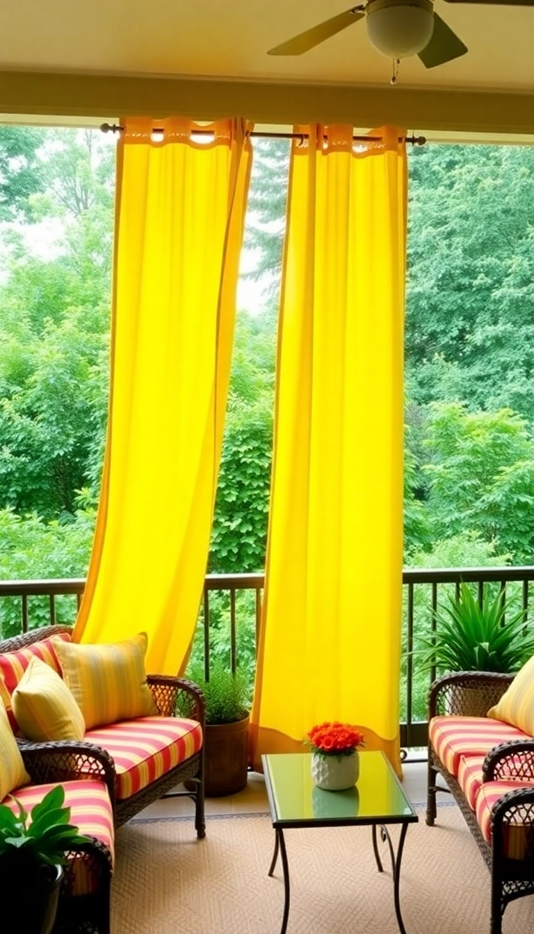 11 Modern Patio Door Curtain Ideas That Redefine Outdoor Living (You’ll Love #2!) - 5. Color Pop Curtains