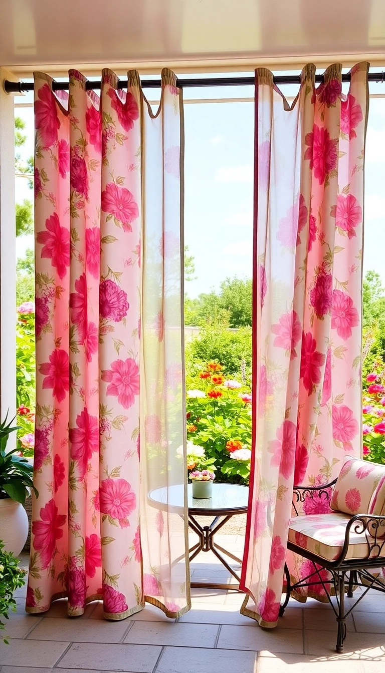 11 Modern Patio Door Curtain Ideas That Redefine Outdoor Living (You’ll Love #2!) - 8. Floral Prints