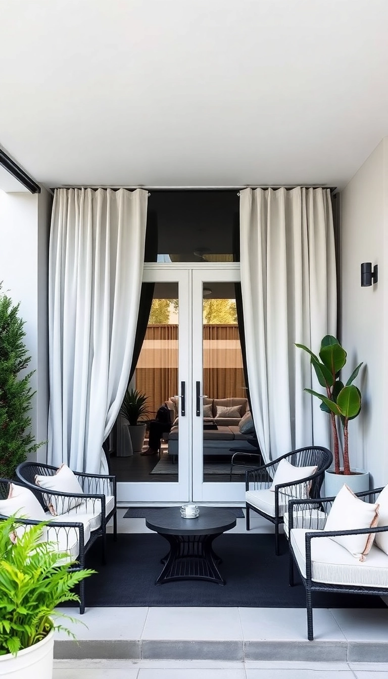 11 Modern Patio Door Curtain Ideas That Redefine Outdoor Living (You’ll Love #2!) - 9. Minimalist Monochrome