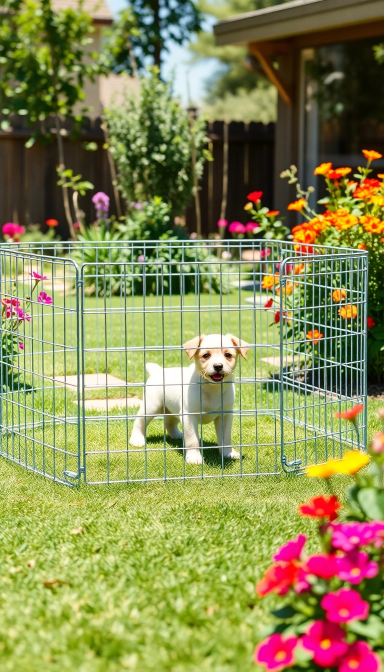 13 Affordable Dog Fence Ideas That Won't Break the Bank (You’ll Love #7!) - 12. Wire Dog Playpen