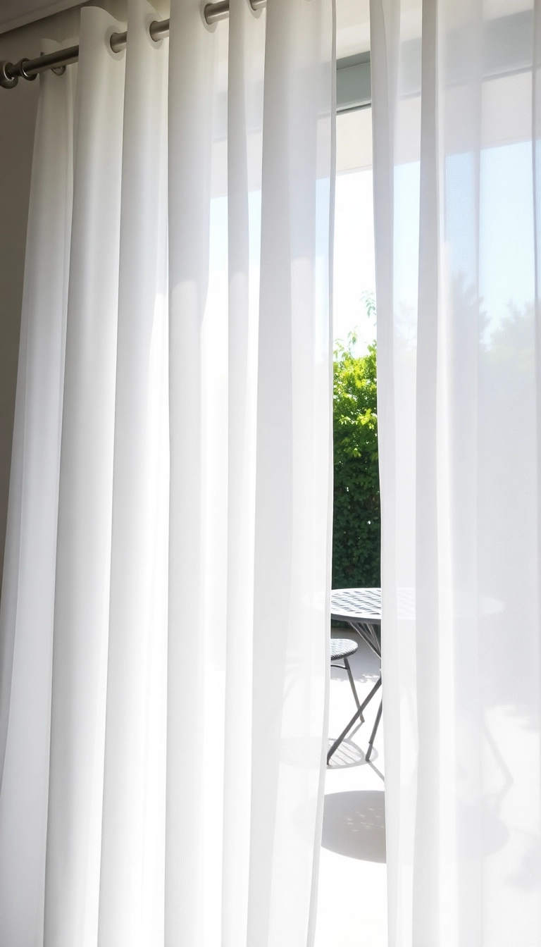 14 Minimalist Patio Door Curtain Ideas That Will Simplify Your Space! - 1. Sheer White Panels