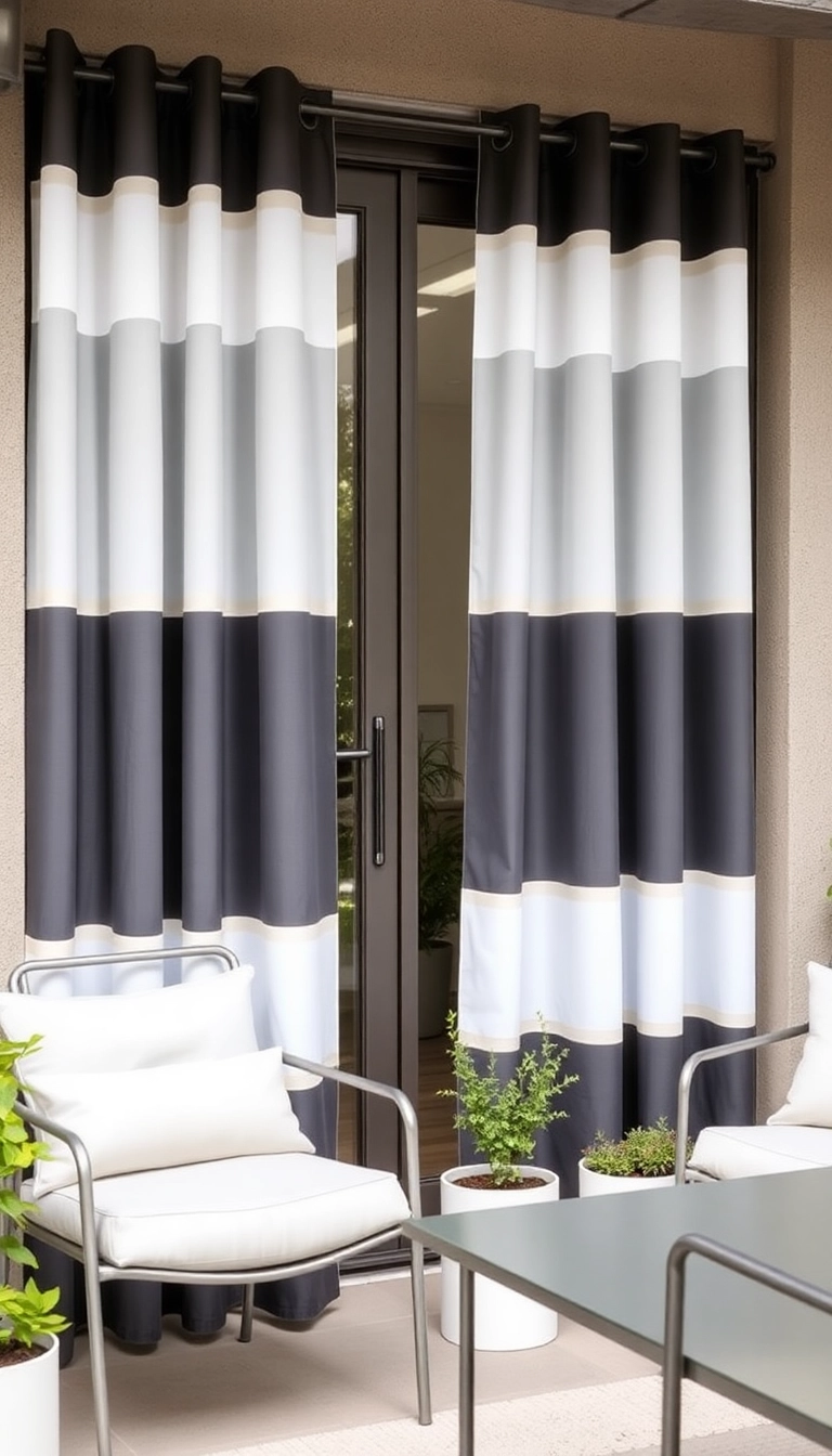 14 Minimalist Patio Door Curtain Ideas That Will Simplify Your Space! - 11. Neutral Color Block Curtains