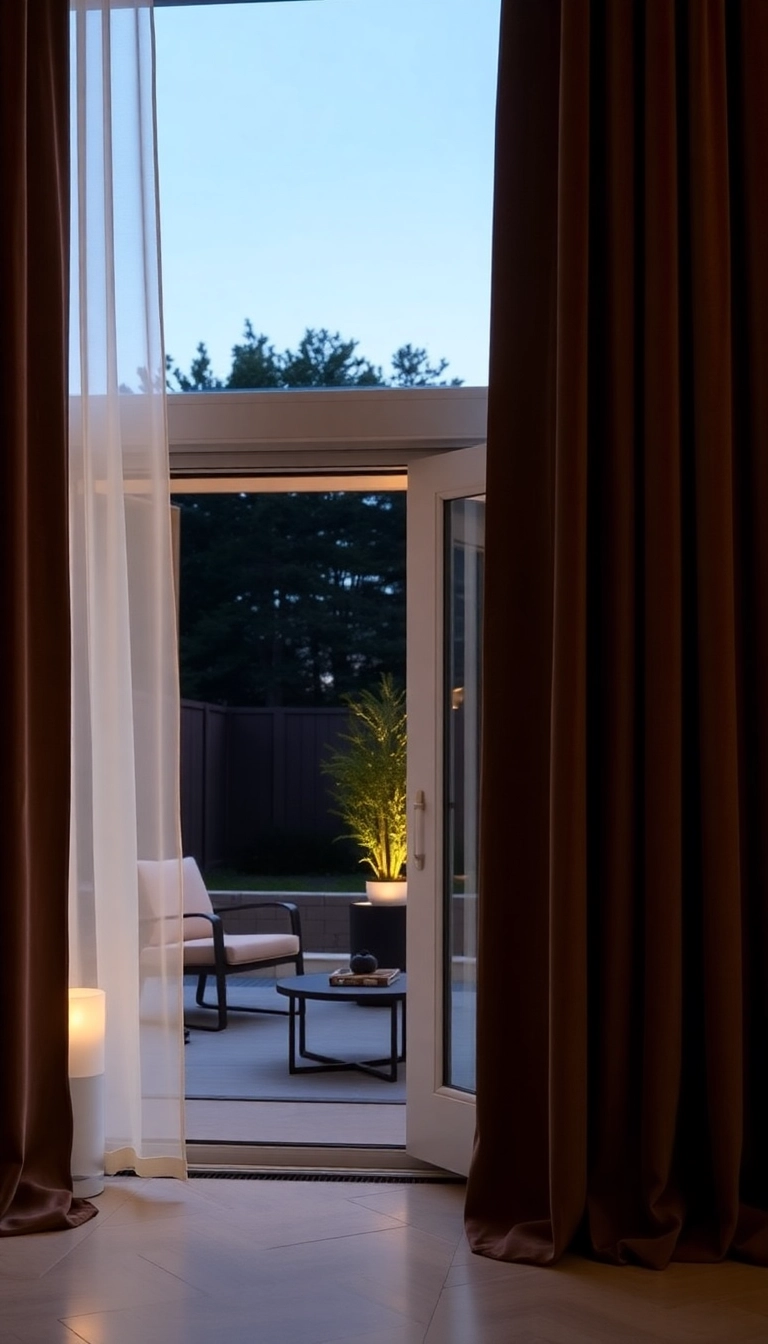 14 Minimalist Patio Door Curtain Ideas That Will Simplify Your Space! - 13. Velvet Touch Curtains