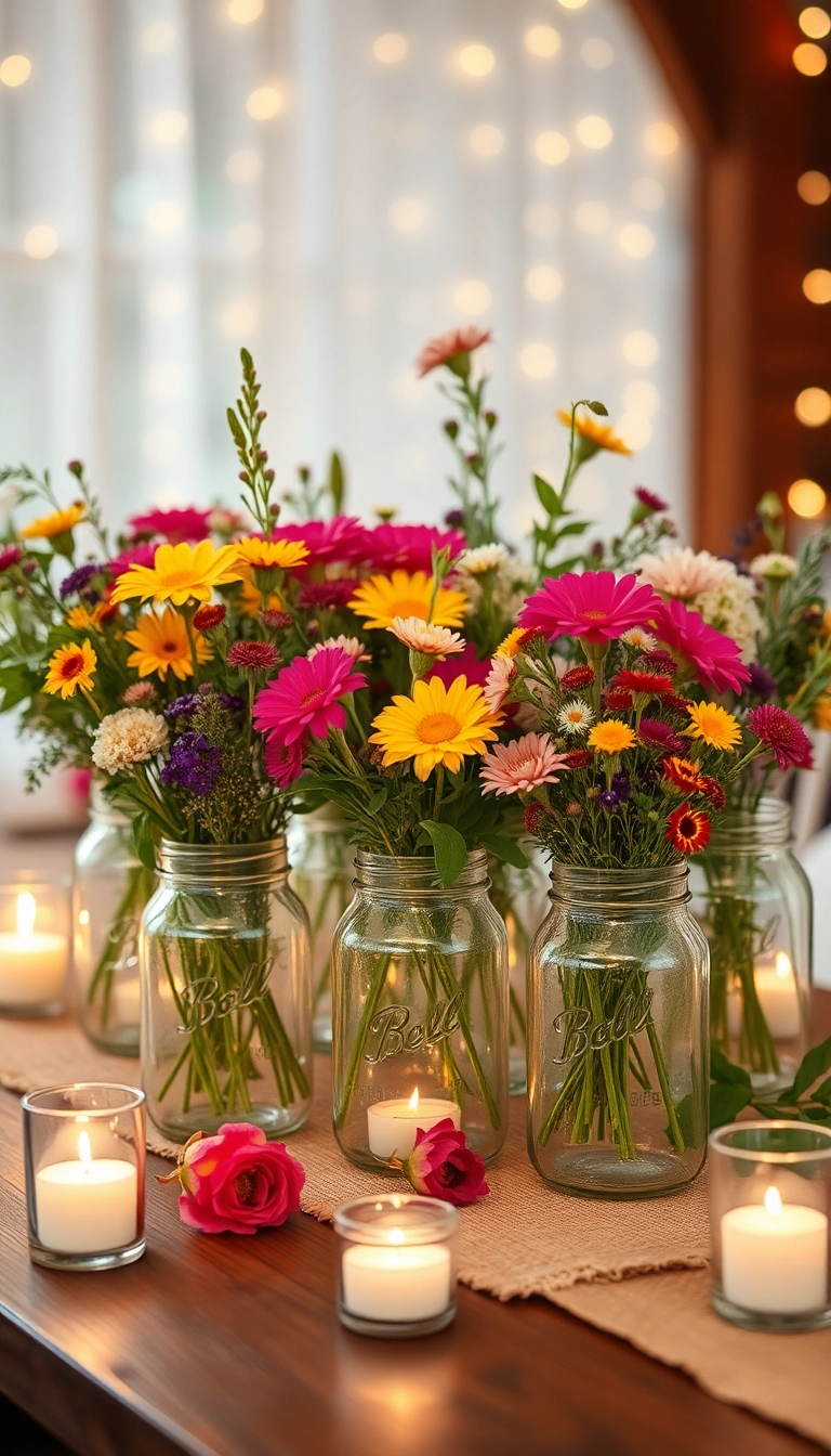 15 Incredible Farmhouse Table Centerpiece Ideas That Will Wow Your Guests! - 1. Mason Jar Marvel