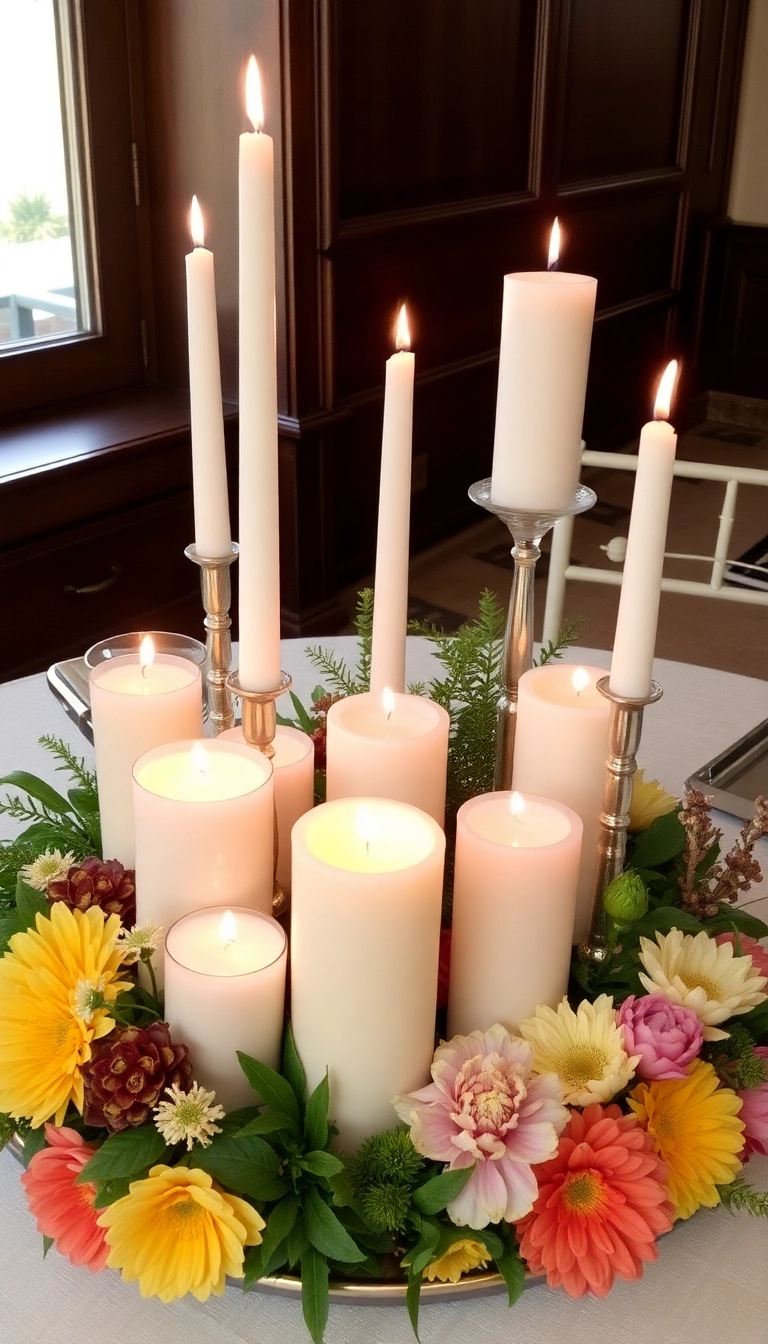 15 Incredible Farmhouse Table Centerpiece Ideas That Will Wow Your Guests! - 10. Candle Centerpiece