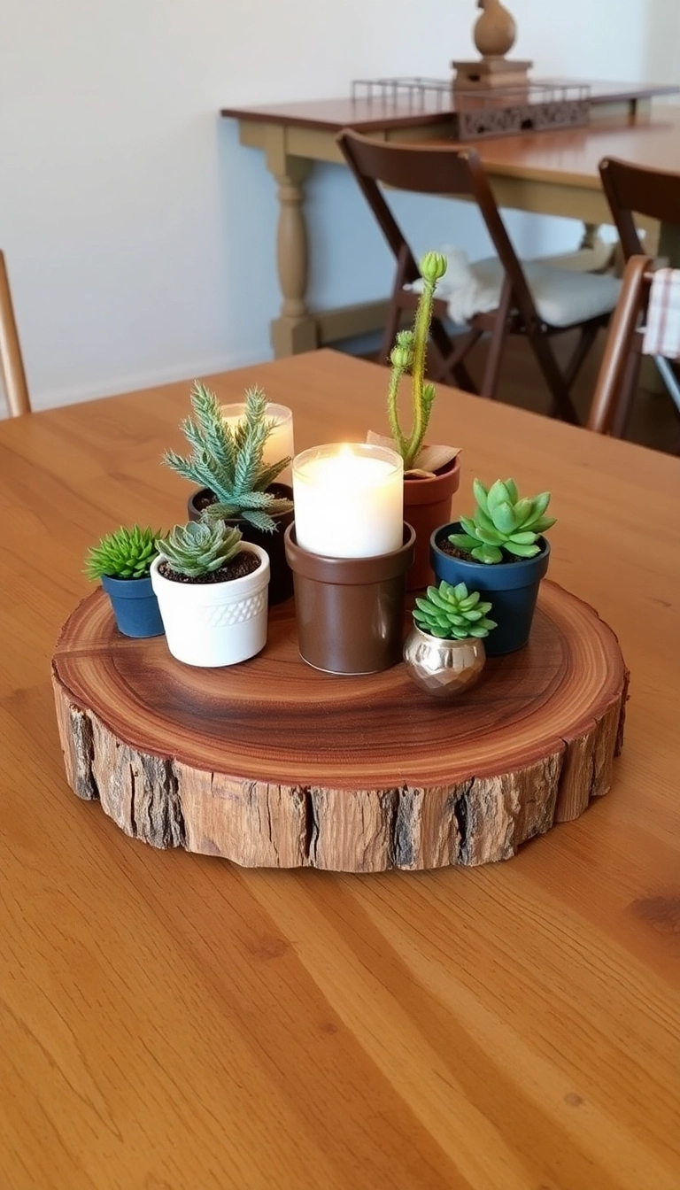 15 Incredible Farmhouse Table Centerpiece Ideas That Will Wow Your Guests! - 11. Reclaimed Wood Slice