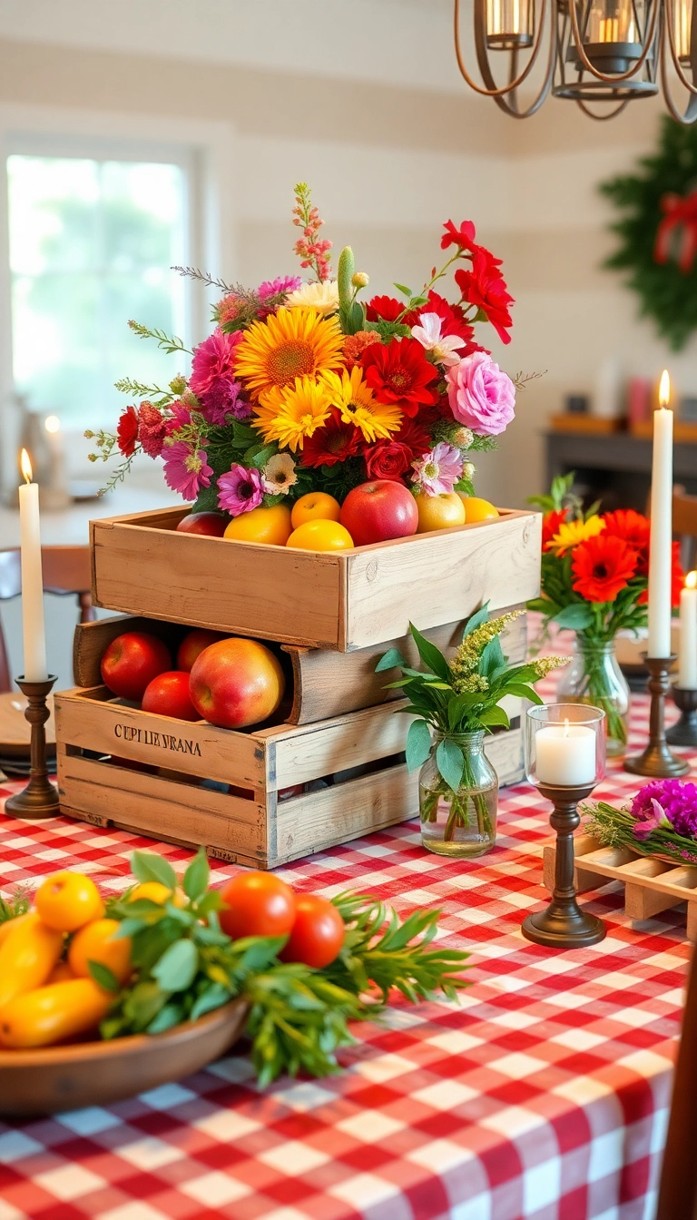 15 Incredible Farmhouse Table Centerpiece Ideas That Will Wow Your Guests! - 2. Rustic Wooden Crates