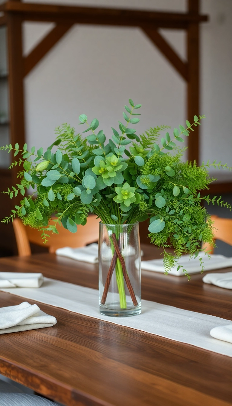 15 Incredible Farmhouse Table Centerpiece Ideas That Will Wow Your Guests! - 6. Simple Greenery