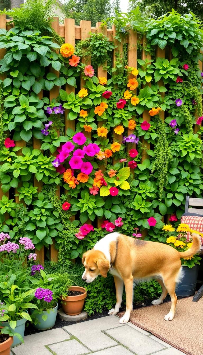 15 Stunning Wooden Dog Fence Ideas That'll Make Your Backyard the Talk of the Neighborhood! - 10. Vertical Garden Fence