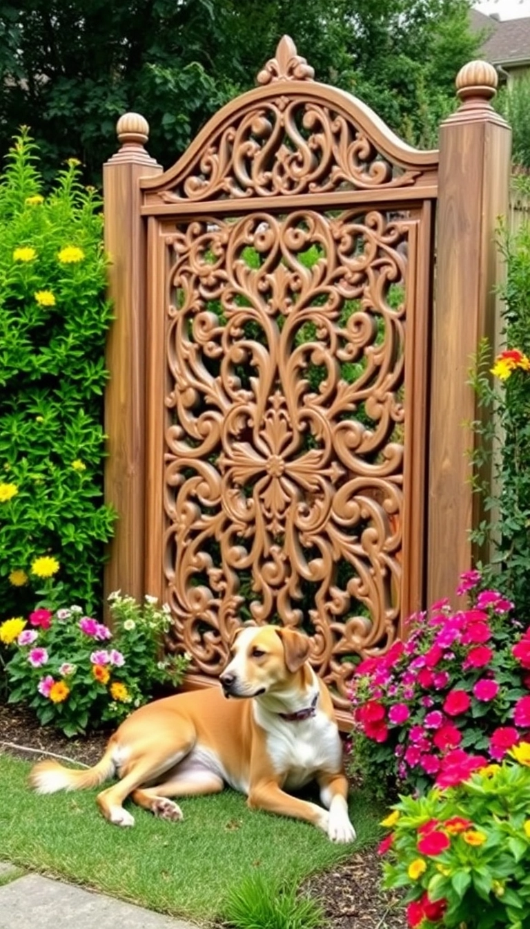 15 Stunning Wooden Dog Fence Ideas That'll Make Your Backyard the Talk of the Neighborhood! - 11. Decorative Wooden Fence Panels