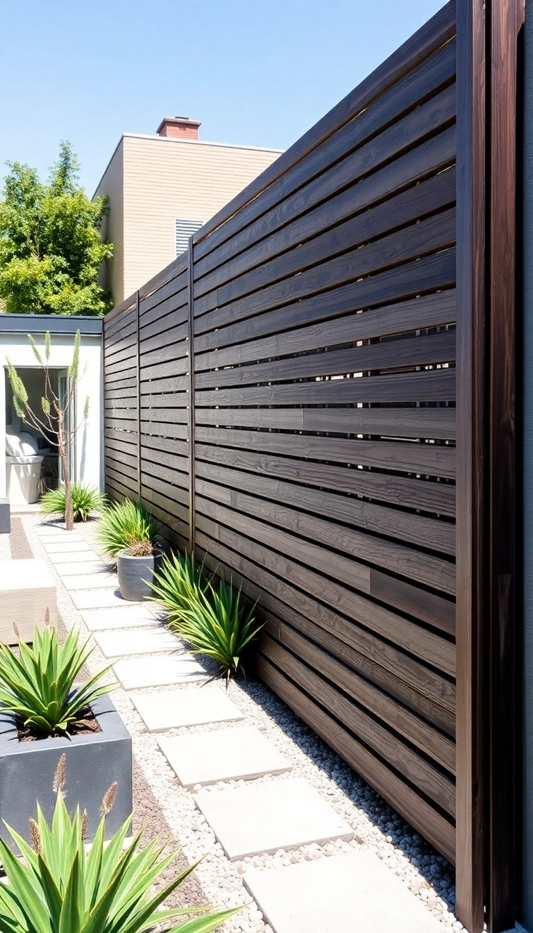 15 Stunning Wooden Dog Fence Ideas That'll Make Your Backyard the Talk of the Neighborhood! - 3. Modern Horizontal Slat Fence