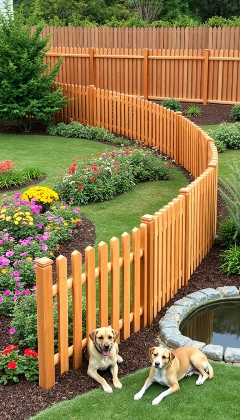 15 Stunning Wooden Dog Fence Ideas That'll Make Your Backyard the Talk of the Neighborhood! - 7. Curved Wooden Fence