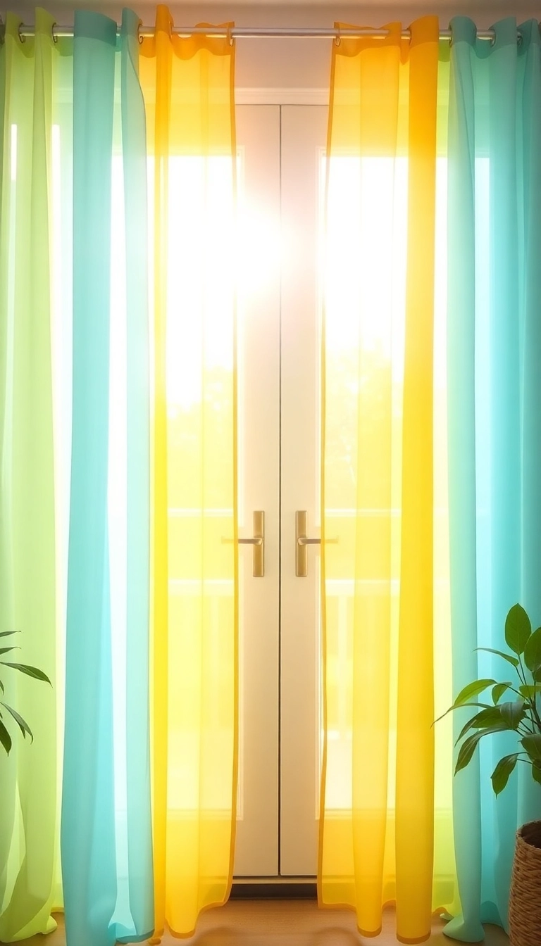 16 Colorful Patio Door Curtain Ideas That Will Brighten Up Your Space! - 12. Bright & Breezy Sheers