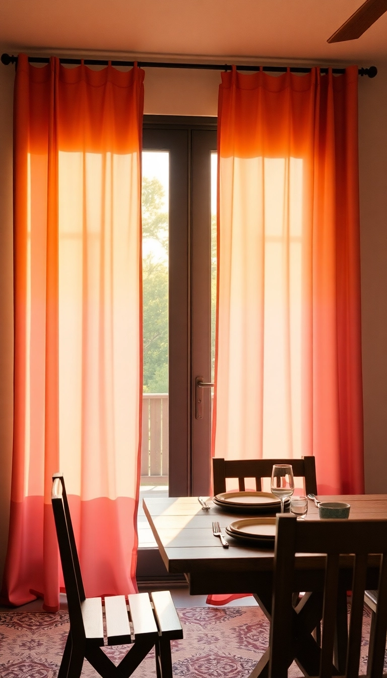 16 Colorful Patio Door Curtain Ideas That Will Brighten Up Your Space! - 2. Sunset Ombre