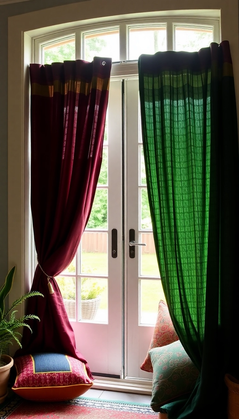 16 Colorful Patio Door Curtain Ideas That Will Brighten Up Your Space! - 7. Bohemian Vibes