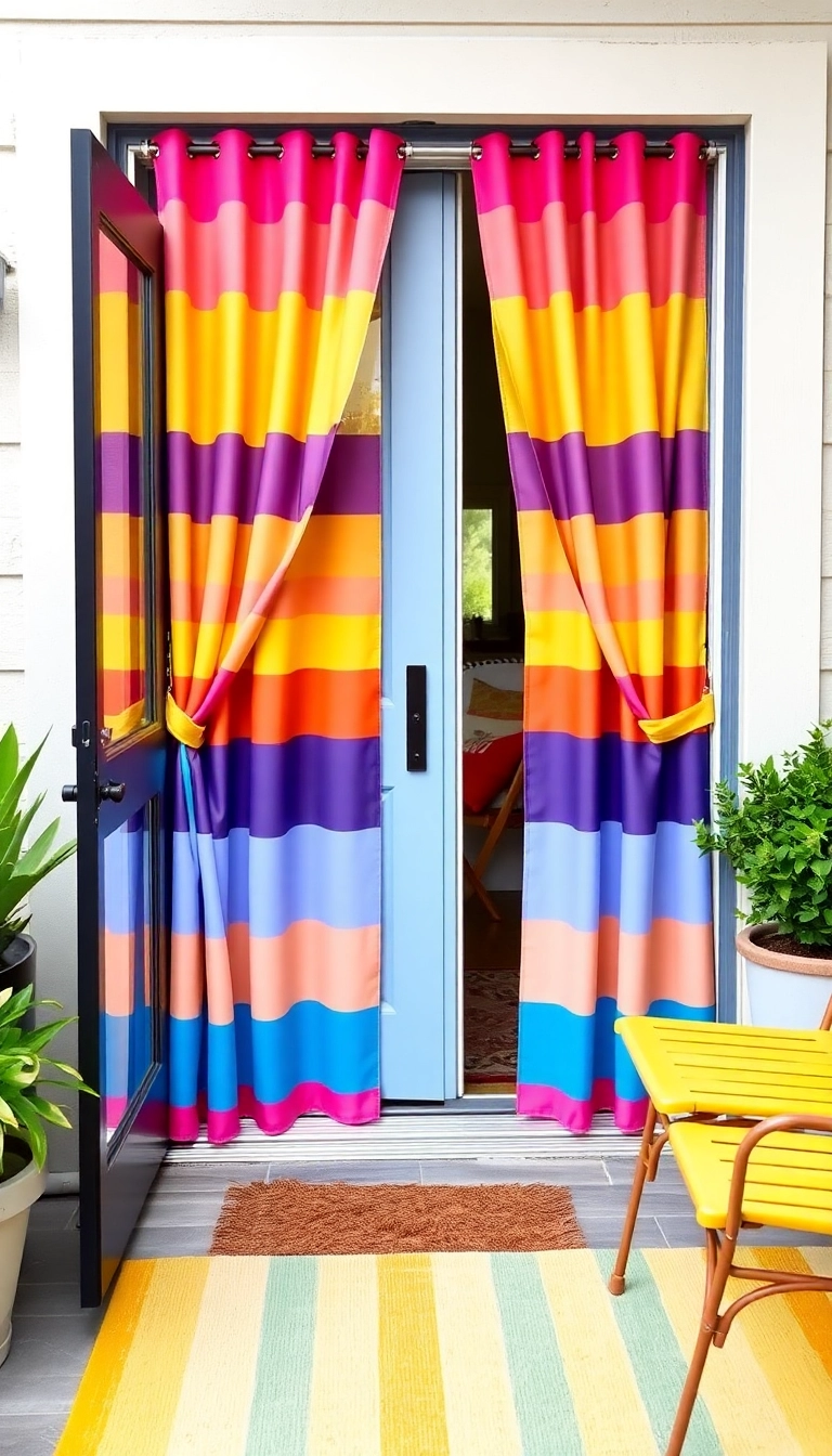 16 Colorful Patio Door Curtain Ideas That Will Brighten Up Your Space! - 8. Whimsical Stripes