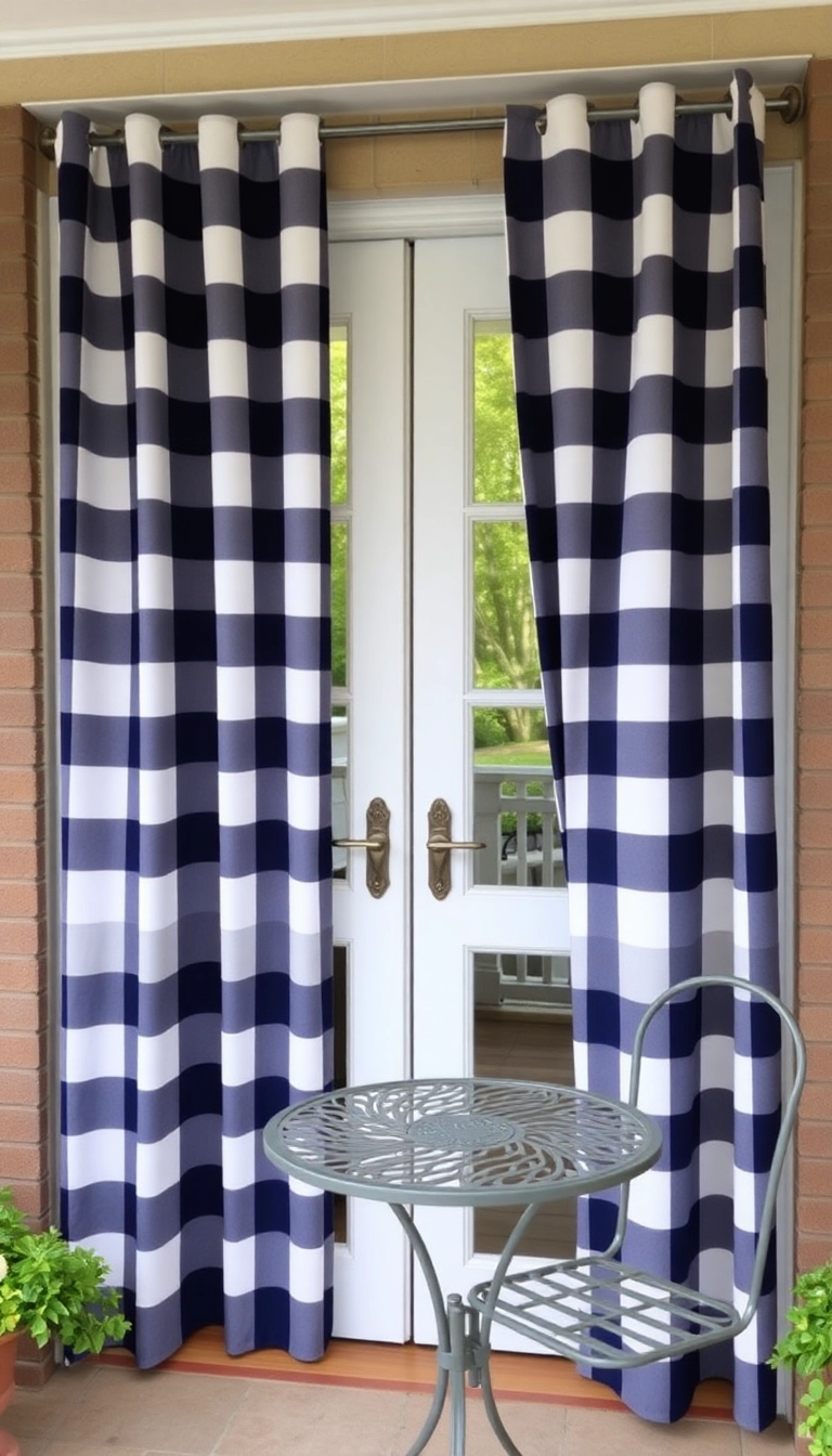 16 Colorful Patio Door Curtain Ideas That Will Brighten Up Your Space! - 9. Classic Checks