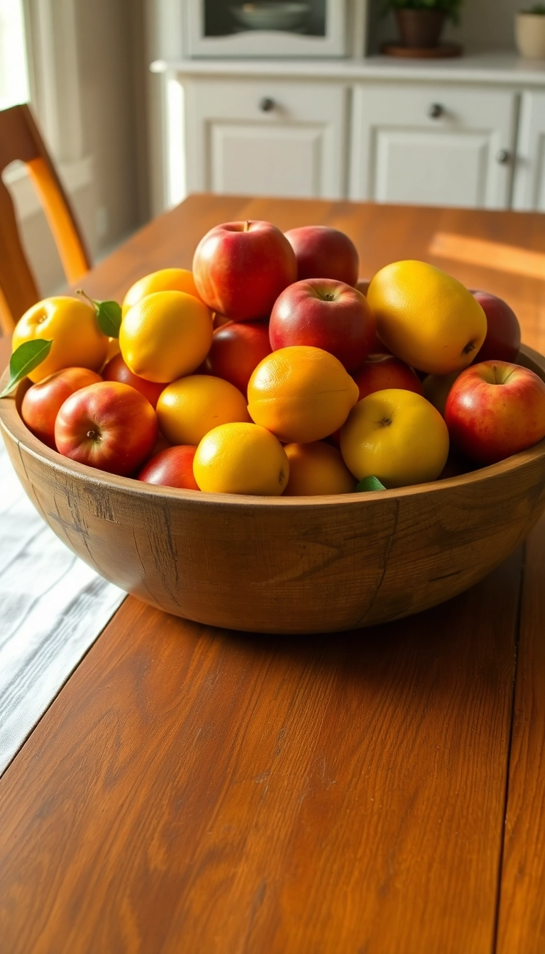 18 Stunning Farmhouse Table Centerpiece Ideas That Will Elevate Your Dining Room (Check Out #3!) - 6. Whimsical Fruit Centerpiece