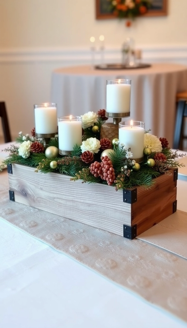 18 Stunning Farmhouse Table Centerpiece Ideas That Will Elevate Your Dining Room (Check Out #3!) - 8. Reclaimed Wood Centerpiece Box