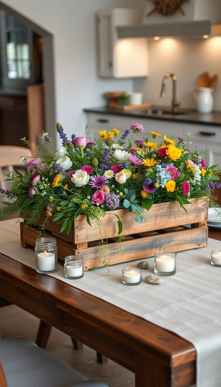 19 DIY Farmhouse Table Centerpiece Ideas That Are Surprisingly Simple! - 1. Rustic Wooden Crate Display