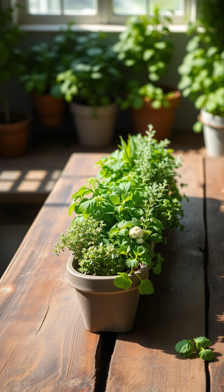 19 DIY Farmhouse Table Centerpiece Ideas That Are Surprisingly Simple! - 15. Herb Garden Centerpiece