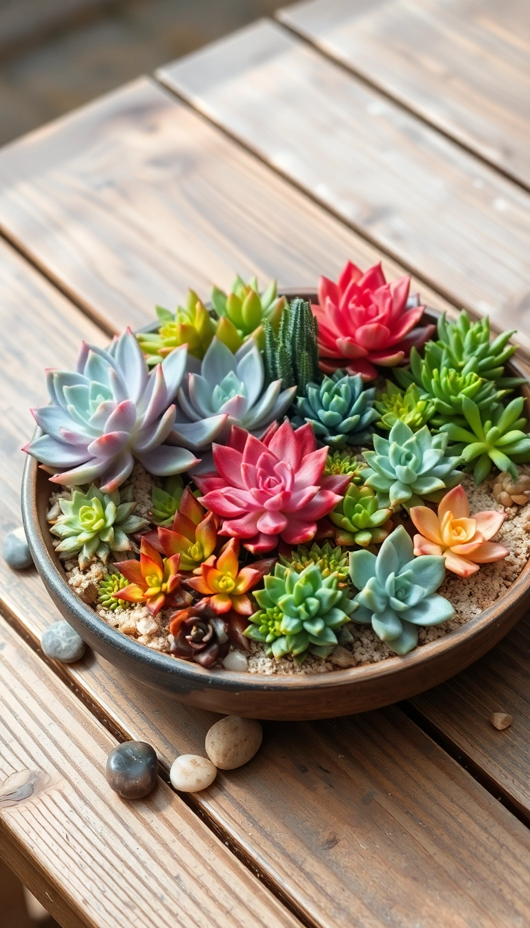 19 DIY Farmhouse Table Centerpiece Ideas That Are Surprisingly Simple! - 17. Succulent Garden