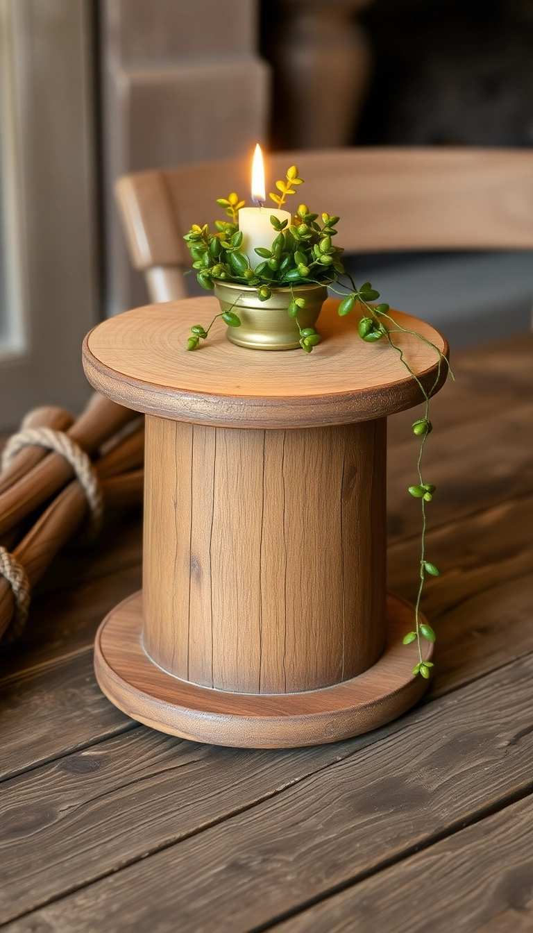 19 DIY Farmhouse Table Centerpiece Ideas That Are Surprisingly Simple! - 8. Repurposed Wooden Spool