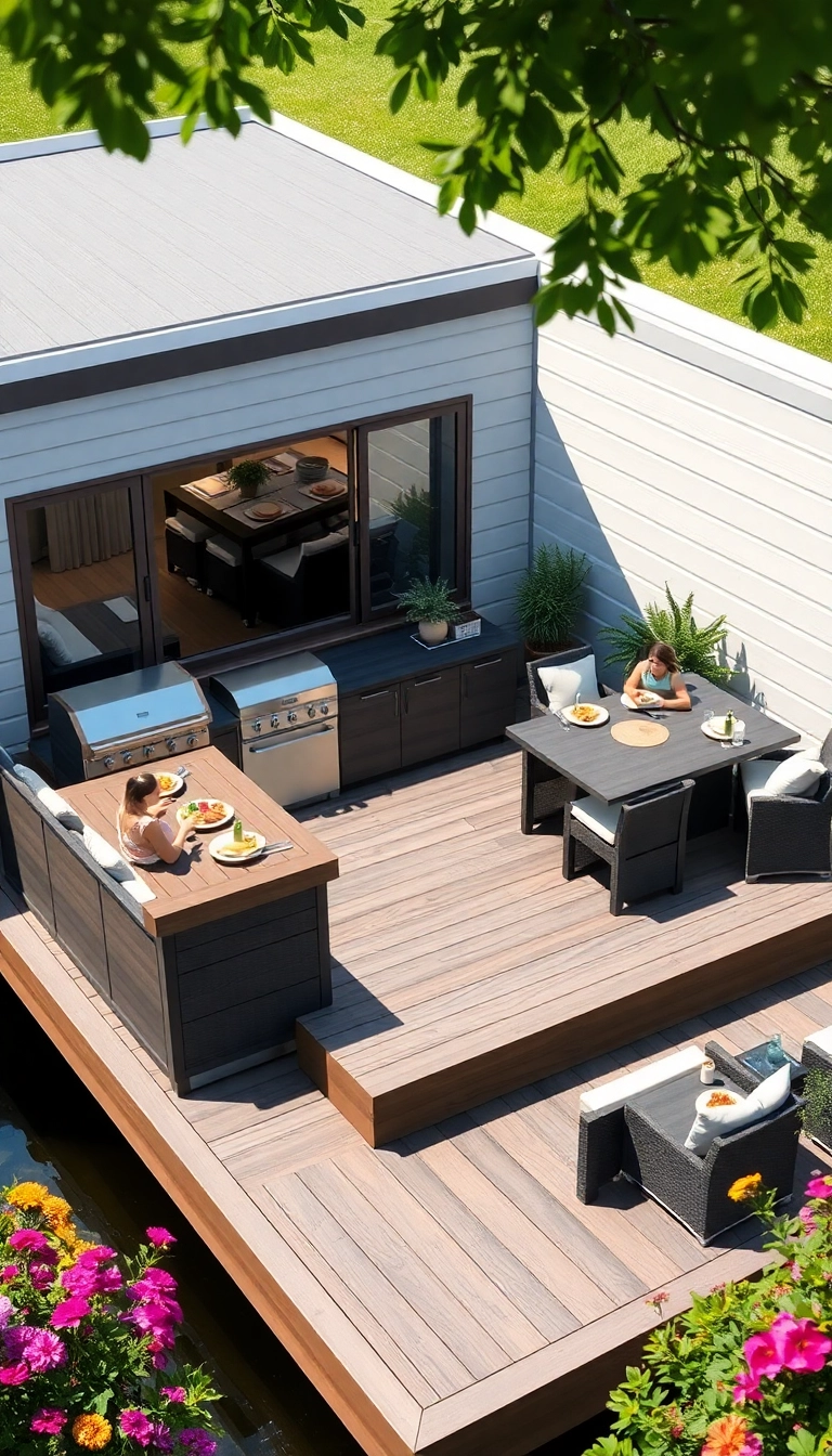 21 Creative Floating Deck Ideas to Elevate Your Outdoor Space (Wait Till You See #12!) - 20. Stylish Barbecue Deck