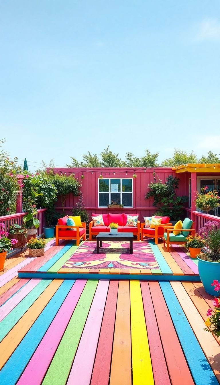 21 Creative Floating Deck Ideas to Elevate Your Outdoor Space (Wait Till You See #12!) - 3. Color Pop with Painted Decking