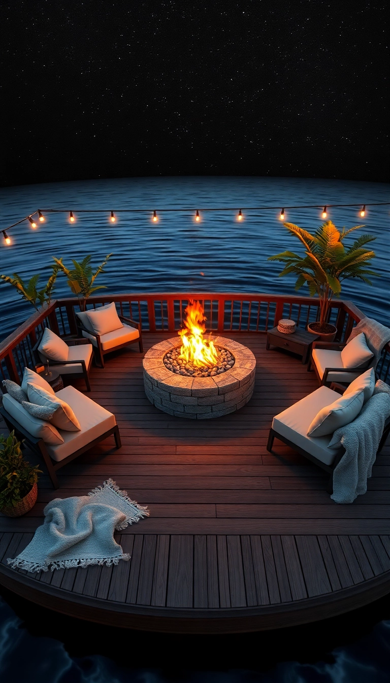 21 Creative Floating Deck Ideas to Elevate Your Outdoor Space (Wait Till You See #12!) - 7. Cozy Fire Pit Retreat