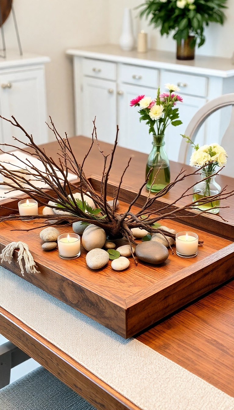 25 Affordable Farmhouse Table Centerpieces That Look Expensive! - 14. Nature-Inspired Table Decor