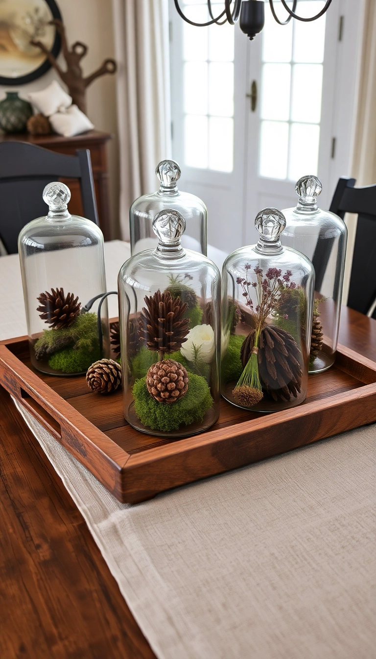 25 Affordable Farmhouse Table Centerpieces That Look Expensive! - 7. Glass Cloche with Natural Elements