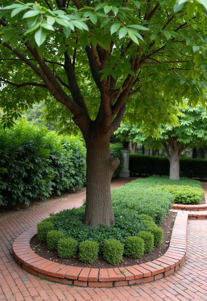 10 Stunning Edging Ideas Around Trees That Will Transform Your Garden! - 10. Charming Brick Edging