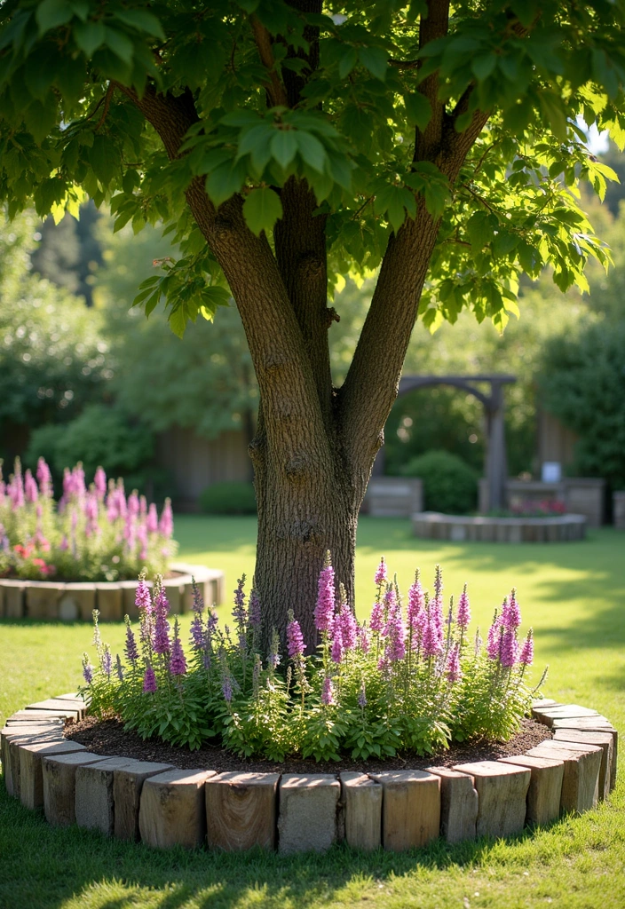 10 Stunning Edging Ideas Around Trees That Will Transform Your Garden! - 3. Whimsical Wooden Borders