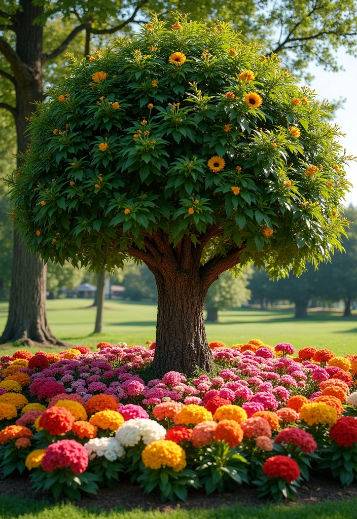 10 Stunning Edging Ideas Around Trees That Will Transform Your Garden! - 4. Vibrant Flower Beds