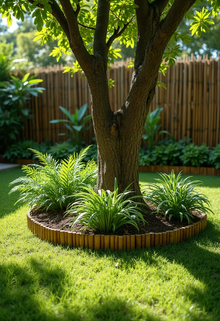 10 Stunning Edging Ideas Around Trees That Will Transform Your Garden! - 8. Eco-Friendly Bamboo Edging