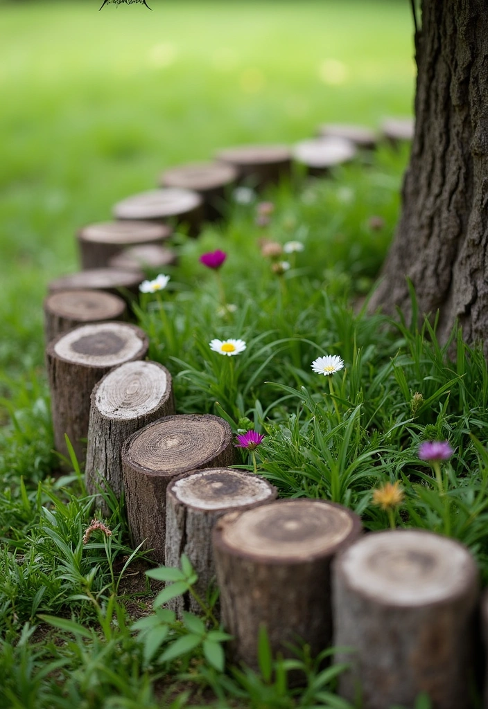 19 Creative Tree Edging Ideas That Will Leave Your Neighbors Speechless! - 1. Rustic Wooden Edging