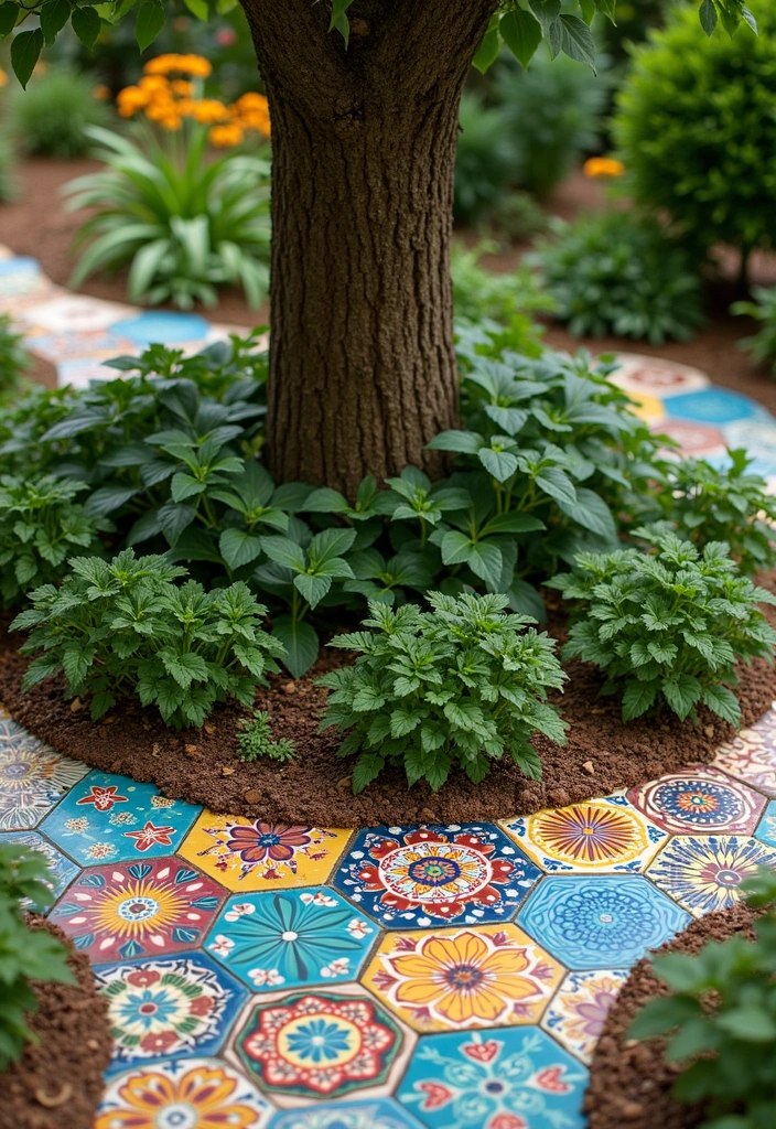 19 Creative Tree Edging Ideas That Will Leave Your Neighbors Speechless! - 12. Creative Tile Patterns