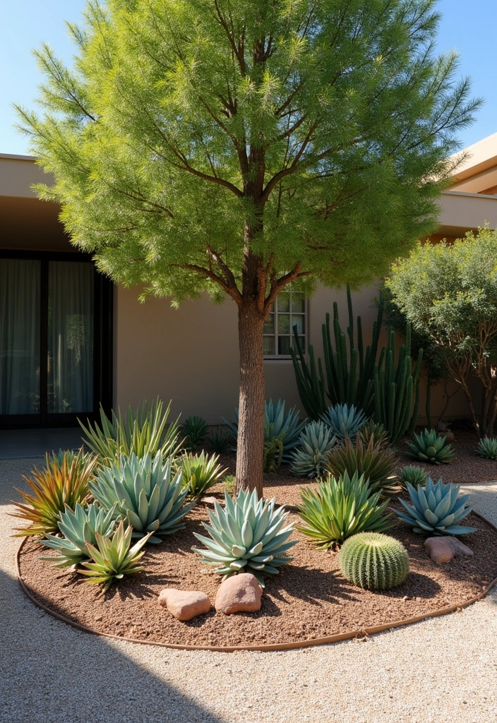 19 Creative Tree Edging Ideas That Will Leave Your Neighbors Speechless! - 13. Succulent and Cactus Borders