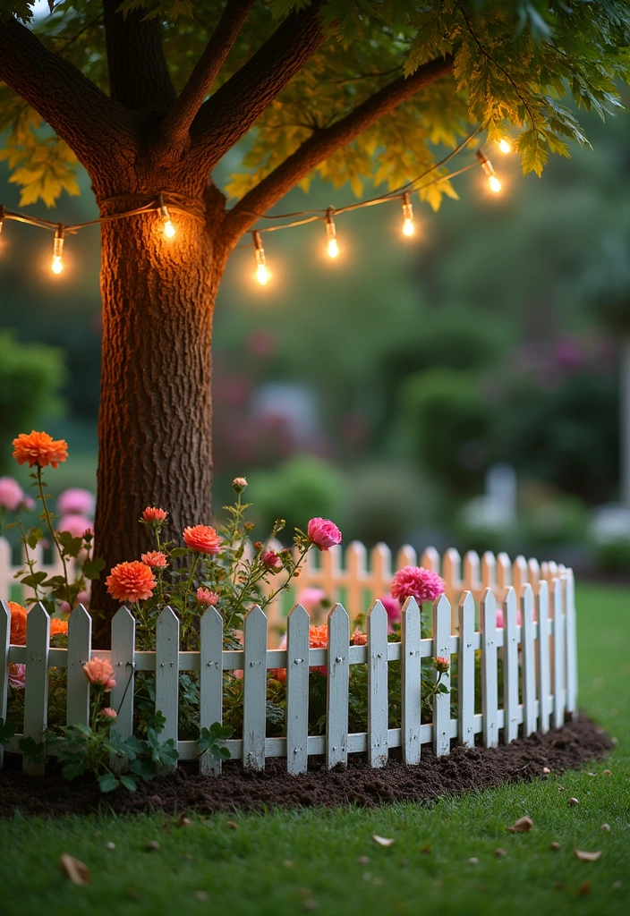 19 Creative Tree Edging Ideas That Will Leave Your Neighbors Speechless! - 15. Vintage Fence Edging