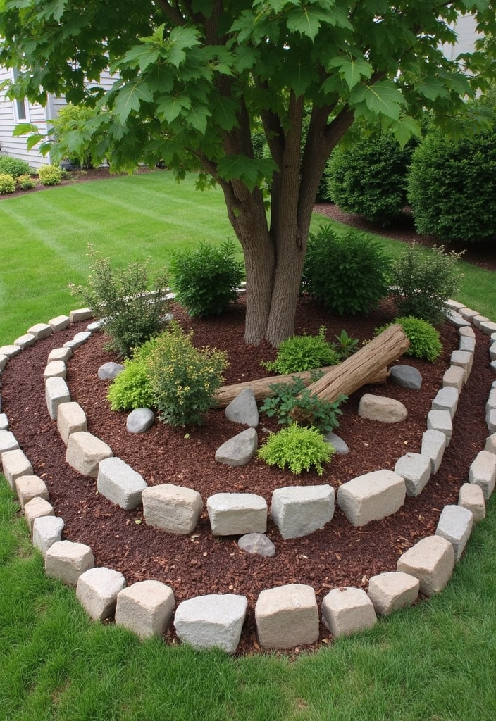 19 Creative Tree Edging Ideas That Will Leave Your Neighbors Speechless! - 17. Layered Terrain Edging