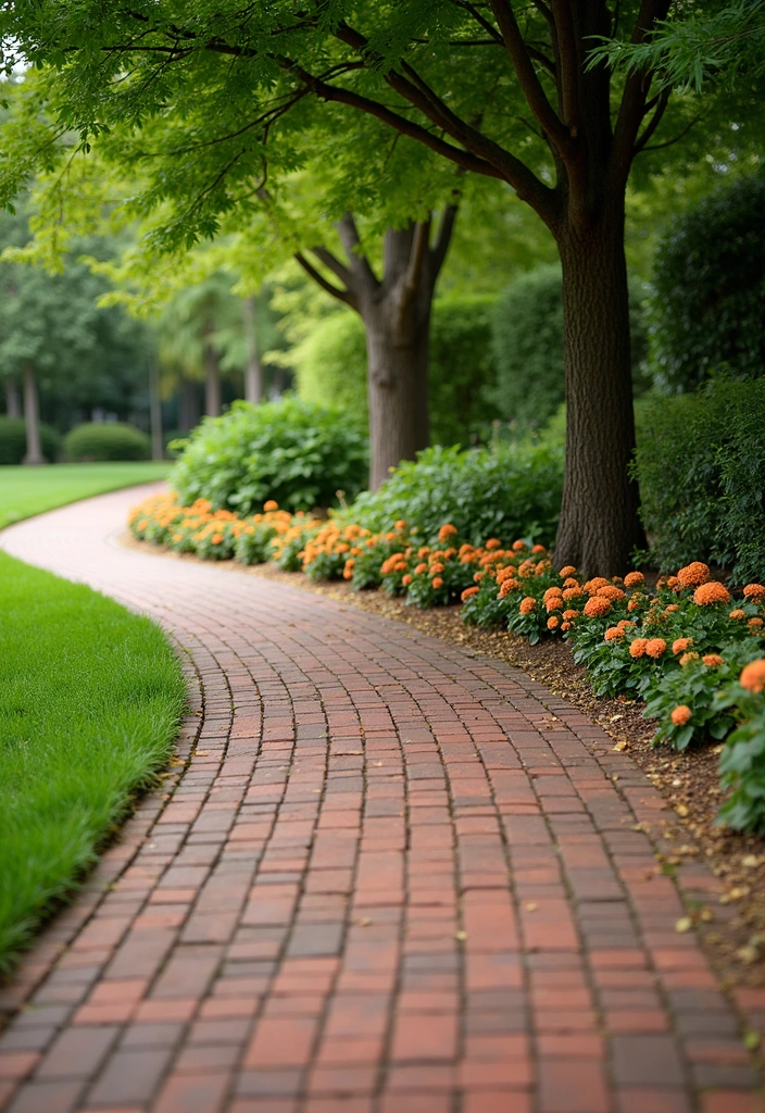 19 Creative Tree Edging Ideas That Will Leave Your Neighbors Speechless! - 5. Brick Pathway Edging